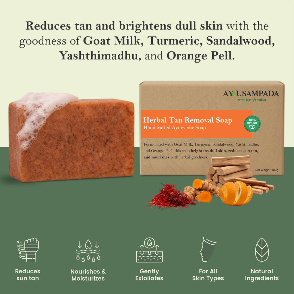 Herbal Tan Removal Soap with Goat Milk, Orange Peel, Manjistha, Mulethi & Chandan – Ayurvedic Brightening & Moisturizing Soap