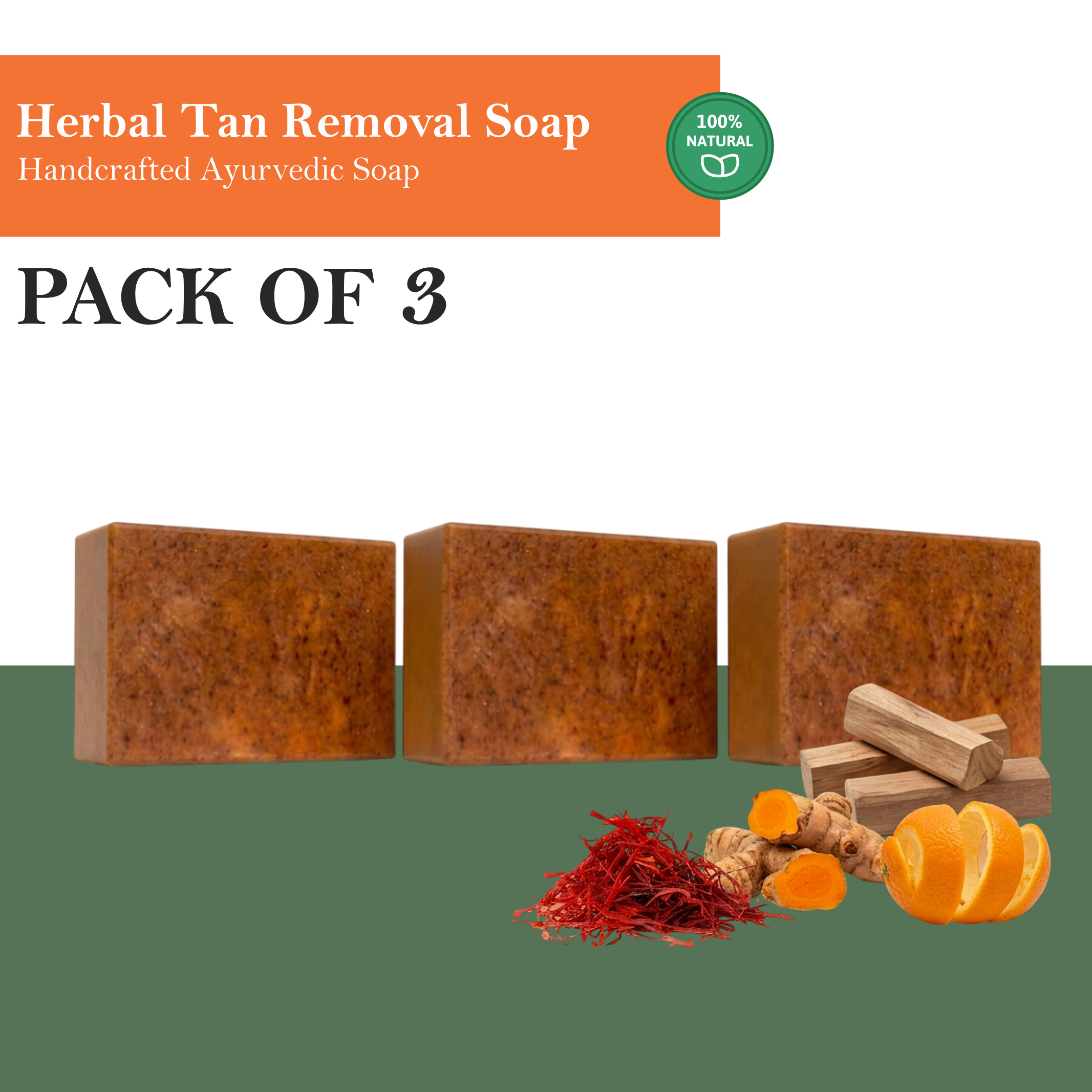 Herbal Tan Removal Soap with Goat Milk, Orange Peel, Manjistha, Mulethi & Chandan – Ayurvedic Brightening & Moisturizing Soap