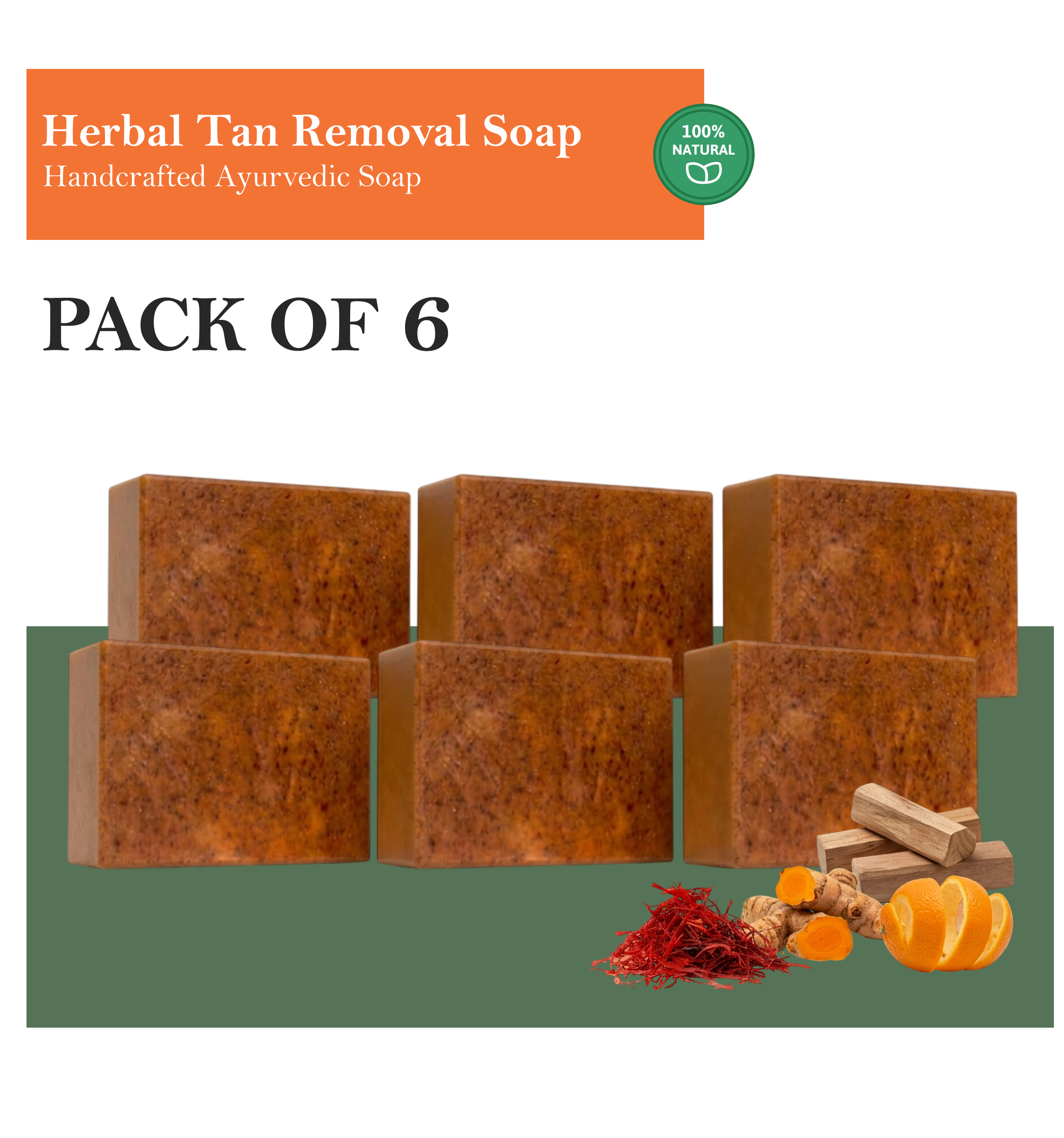 Herbal Tan Removal Soap with Goat Milk, Orange Peel, Manjistha, Mulethi & Chandan – Ayurvedic Brightening & Moisturizing Soap