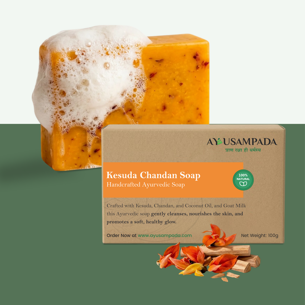 Kesuda Chandan Soap - Natural Herbal Bath Soap with Sandalwood & Palash for Glowing Skin (Handmade & Chemical-Free)