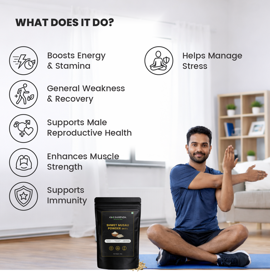 Shwet Musali Powder, 100% Natural Ayurvedic Supplement, Aphrodisiac and Sex Tonic