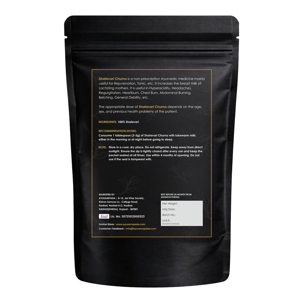 Shatavari Powder, 100% Natural Ayurvedic Supplement, Promotes Lactation, Strength & Stamina